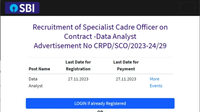 SBI Recruitment 2023 for Data Analyst (Scale 3) Post, Salary Rs.25 Lacs