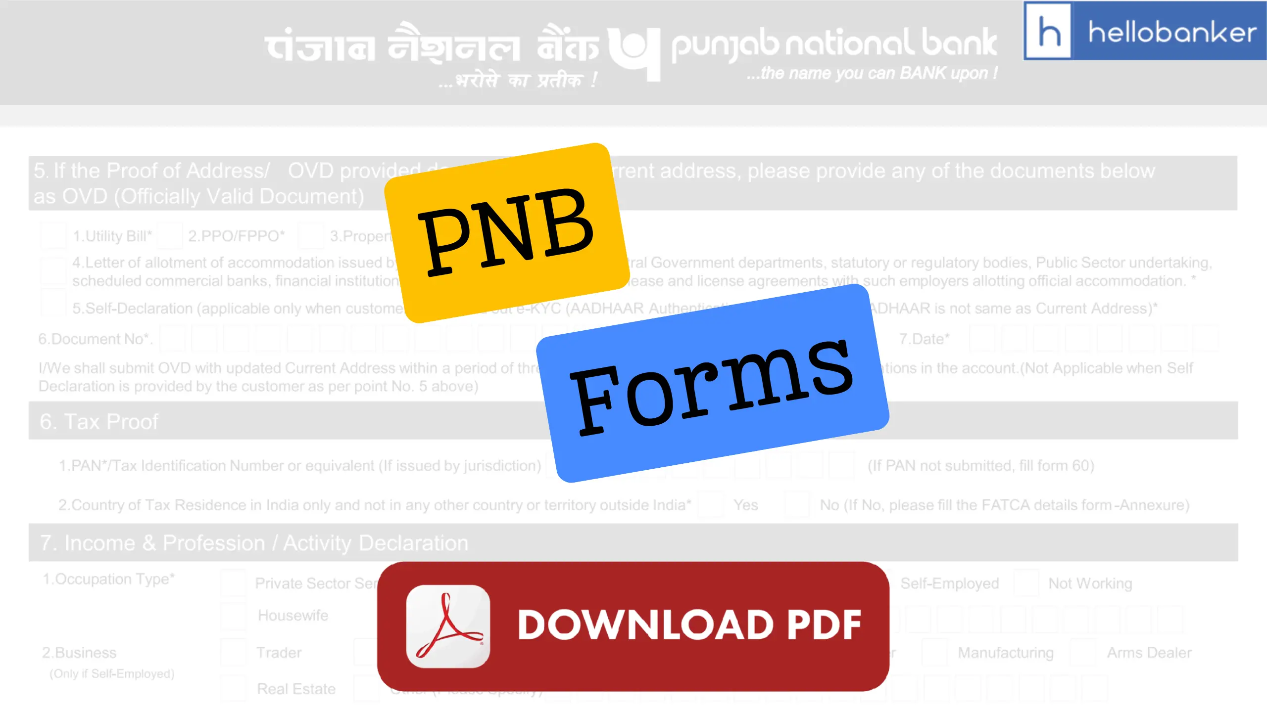 Punjab National Bank (PNB) Forms Download