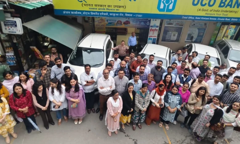 UCO Bank Employees protest in Shimla over Toxic Work Culture in Bank