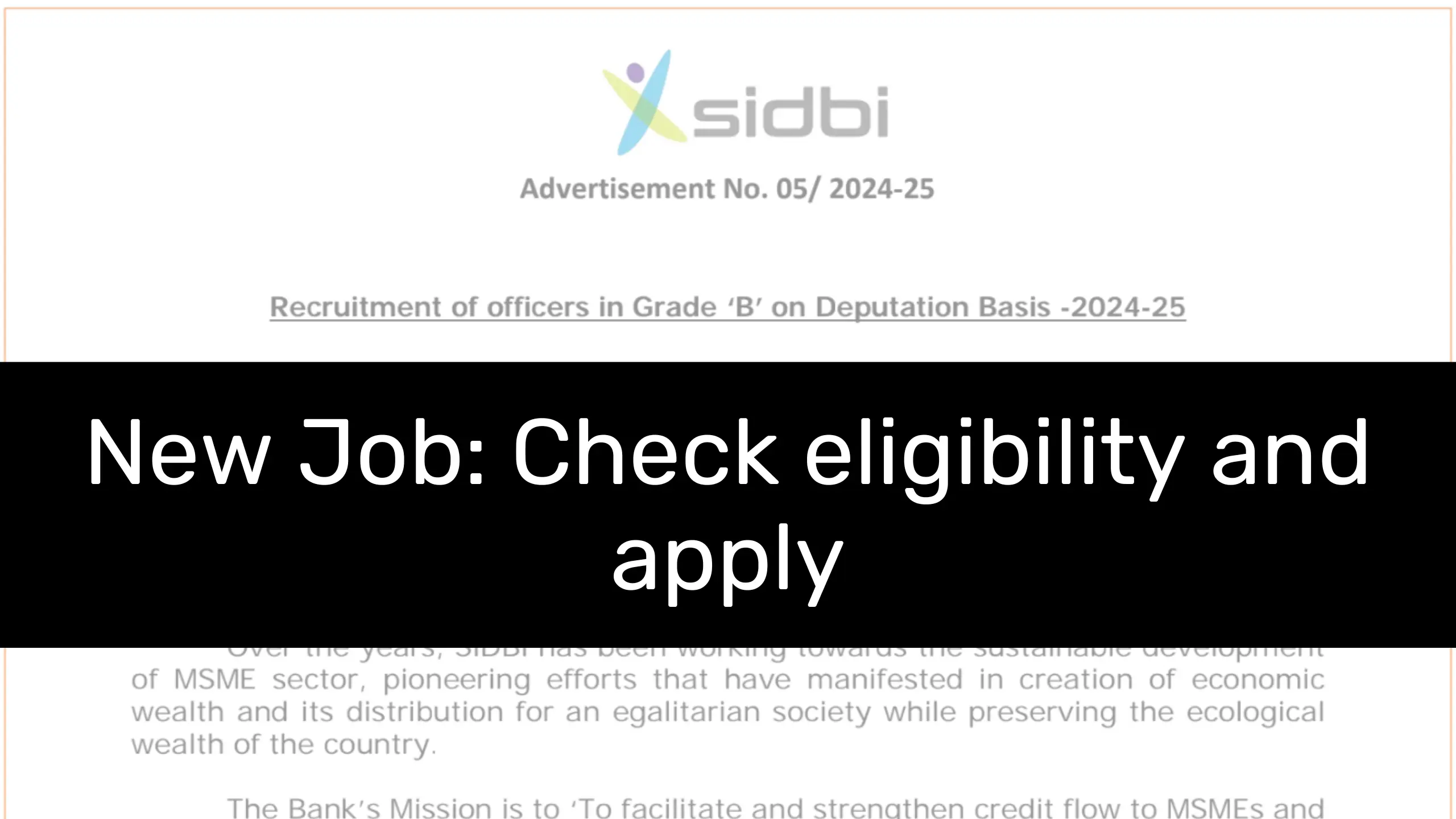 SIDBI Grade B 2024 Notification Out, Graduates can apply online