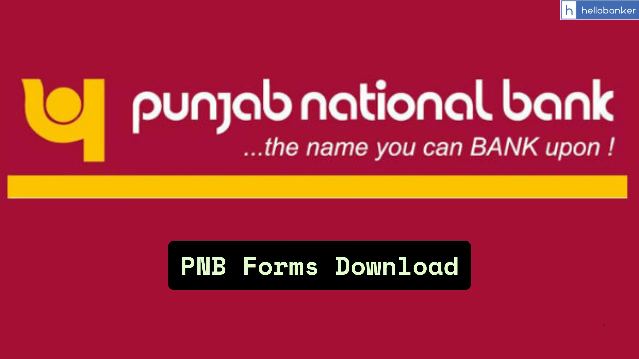 Punjab National Bank (PNB) Forms Download PDF