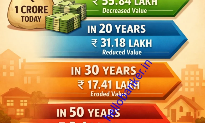 What will be the value of Rs.1 crore in 10, 20 and 30 Years?