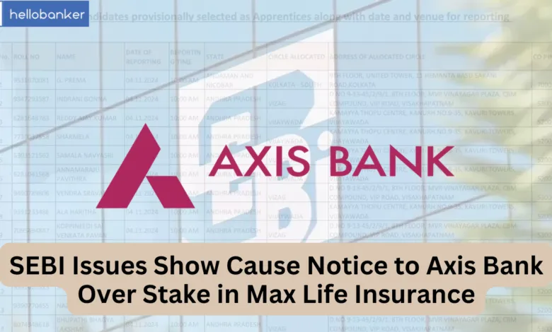 SEBI Issues Show Cause Notice to Axis Bank Over Stake in Max Life Insurance