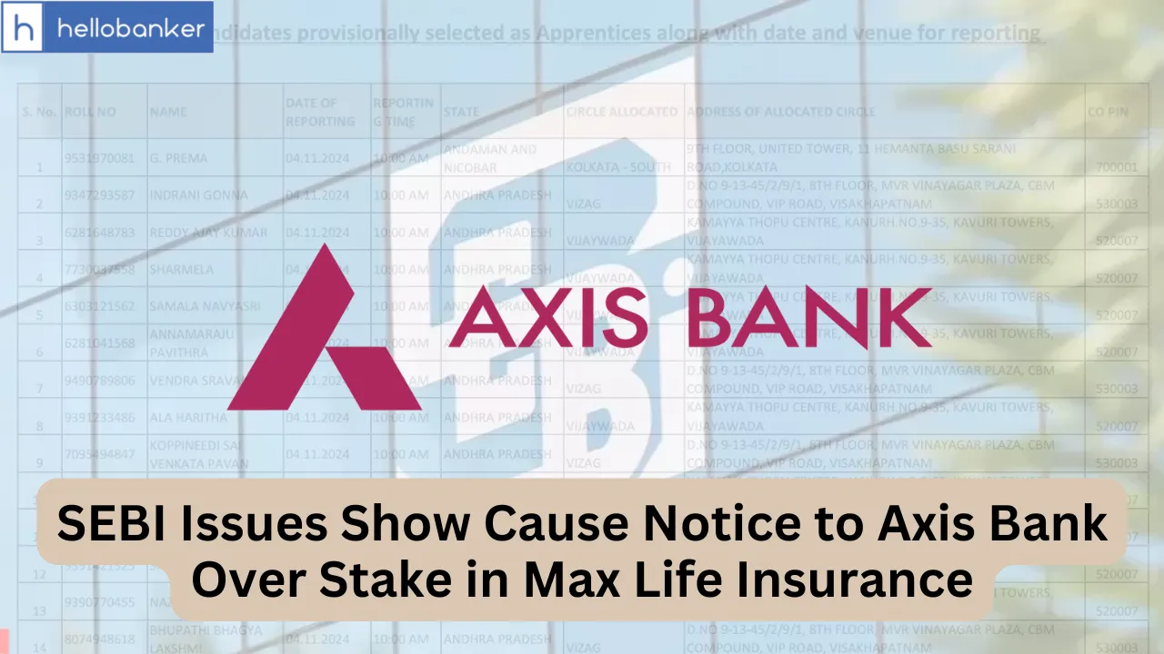 SEBI Issues Show Cause Notice to Axis Bank Over Stake in Max Life Insurance