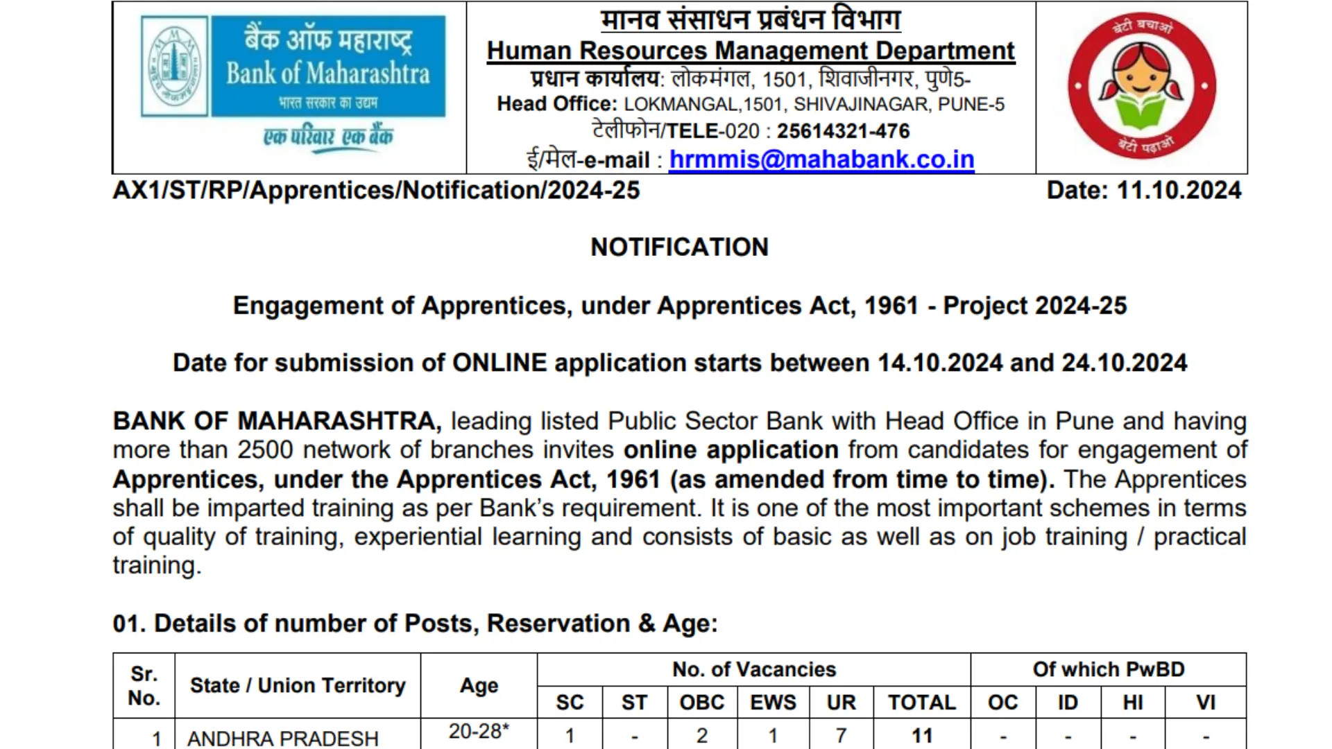 BOM Recruitment 2024: Notification Out for 600 Posts, Apply Online