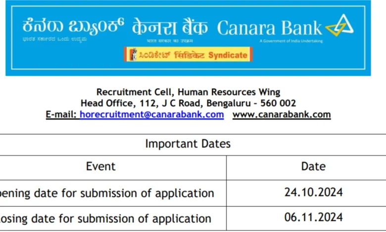 Canara Bank Recruitment 2024: Notification Out for Internal Ombudsman and Various Posts, Apply Online