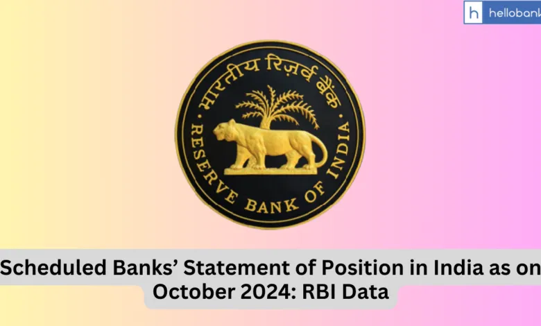 Scheduled Banks’ Statement of Position in India as on October 2024: RBI Data