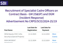 SBI New Vacancy Released for GM and DGM posts, Salary upto Rs.1 Crore