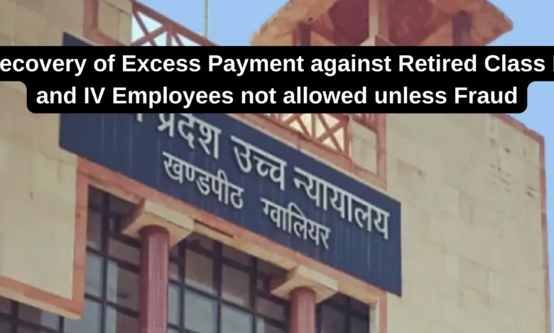 Recovery of Excess Payment against Retired Class III and IV Employees not allowed unless Fraud