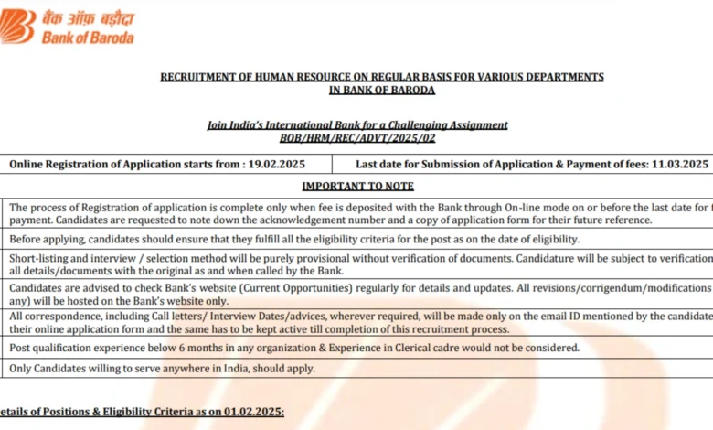 Bank of Baroda Specialist Officers (SO) Recruitment 2025 Notification Released for 518 Posts, Apply Online