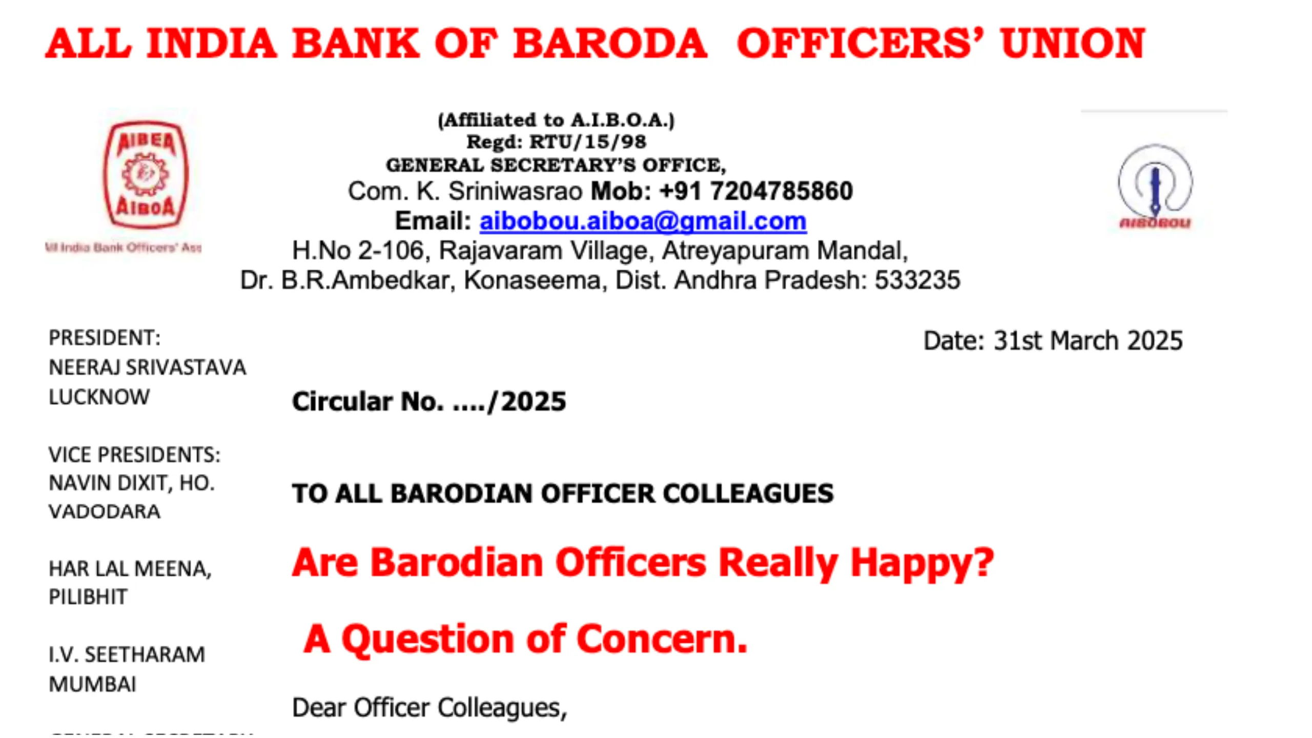 Bank of Baroda Officers Union Questions HR Policies: Are Officers Really Happy?