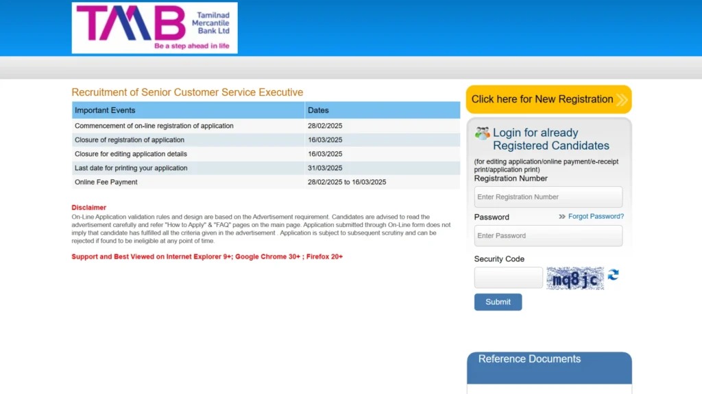 TMB Bank Recruitment 2025 Notification Released for 124 Senior Customer Service Executive Posts, Apply Online