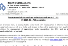 Indian Overseas Bank Apprentice Recruitment 2025 Notification Out and Apply Online for 750 Posts