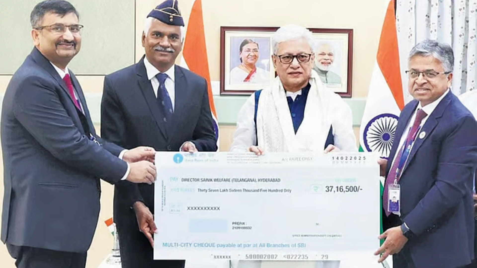 SBI Employees Donate ₹37.16 Lakh to Armed Forces Flag Day Fund in Telangana