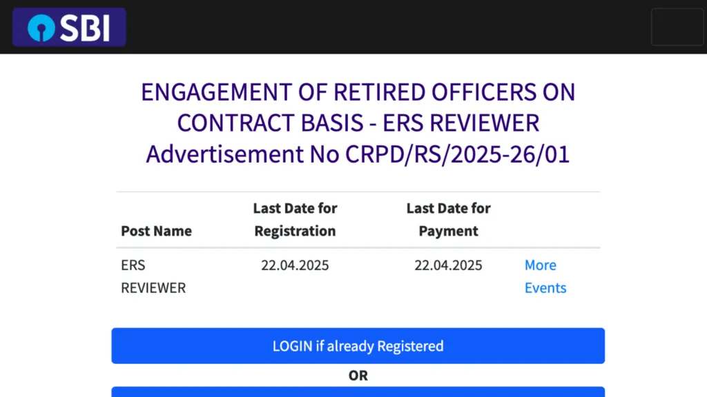 SBI ERS Reviewer Recruitment 2025, Check Age Limit, Eligiblity, Download Notification PDF