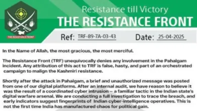 TRF Denies Role in Pahalgam Attack, Pakistan and Terrorists are highly Scared of India
