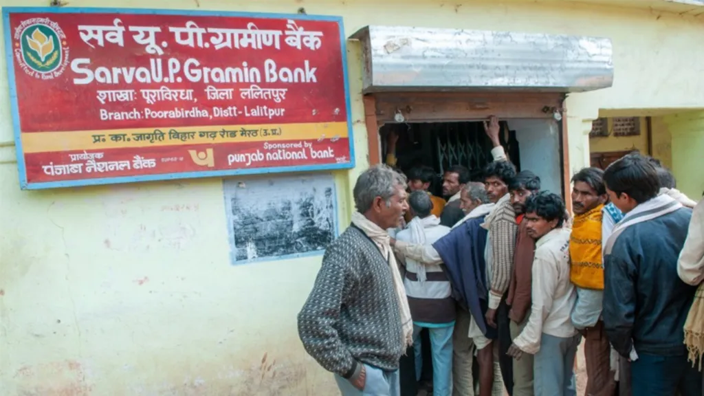 Bank having huge rush of customers
