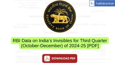RBI Data on India’s Invisibles for Third Quarter (October-December) of 2024-25 [PDF]