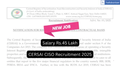 CERSAI CISO Recruitment 2025 Notification Released, Salary Rs.45 Lakhs