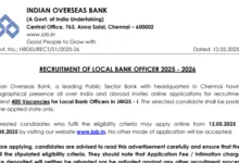 Indian Overseas Bank Local Bank Officer (LBO) Recruitment 2025 Notification Released and Apply Online for 400 Posts