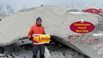 Inspirational!! PNB Employee Hoists Bank Flag at Everest Base Camp