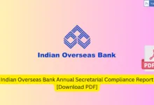 Indian Overseas Bank Annual Secretarial Compliance Report [Download PDF]