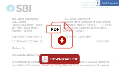 SBI Submits Revised Scrutinizer’s Report, Confirms No Change in Voting Outcome [Download PDF]