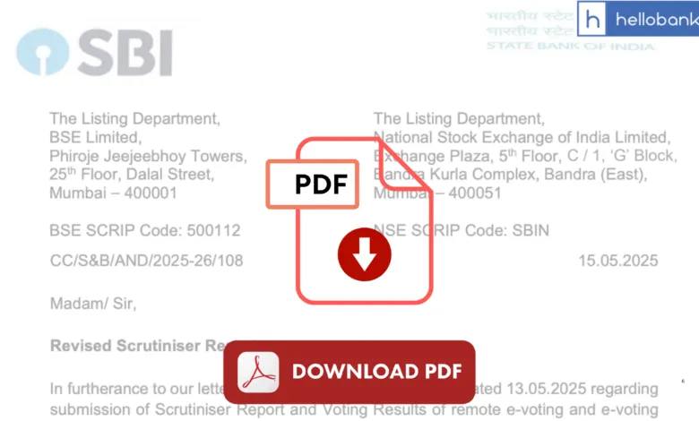 SBI Submits Revised Scrutinizer’s Report, Confirms No Change in Voting Outcome [Download PDF]