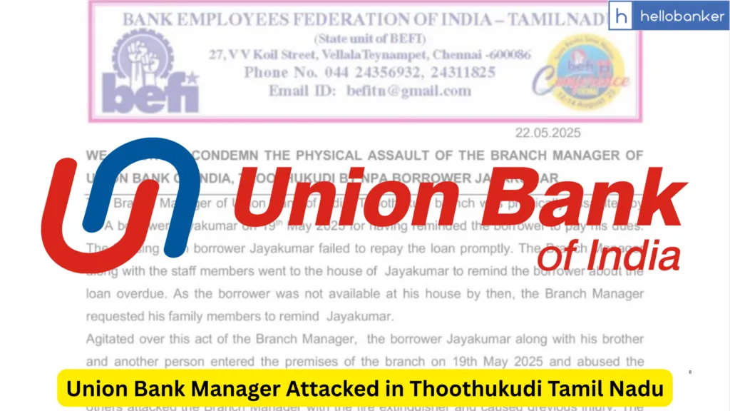 Union Bank Manager Attacked in Thoothukudi Tamil Nadu Over Loan Recovery