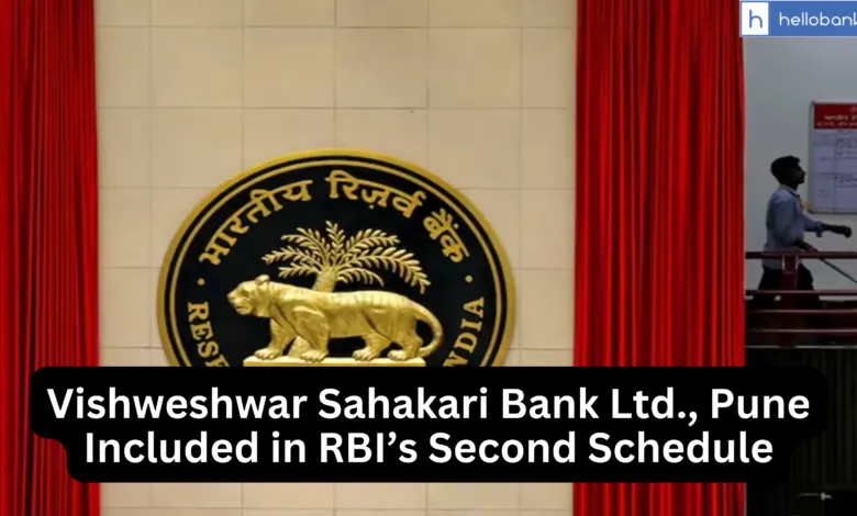 Vishweshwar Sahakari Bank Ltd., Pune Included in RBI’s Second Schedule