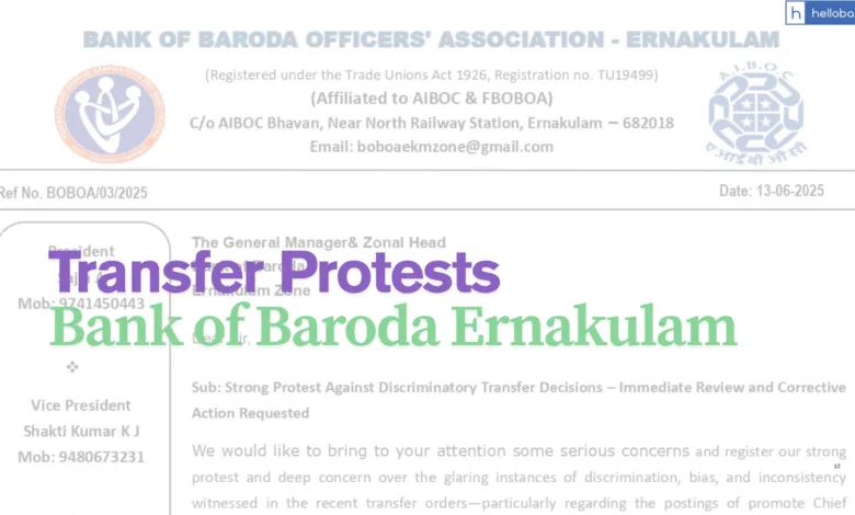 Bank of Baroda Officers Protest against Discriminatory Transfers in Ernakulam Zone
