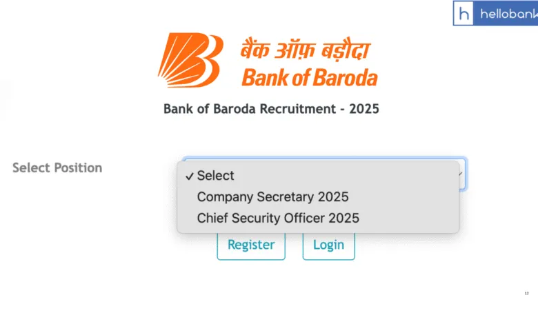 Bank of Baroda Vacancy Released for Chief Security Officer & Company Secretary, Download Notification PDF