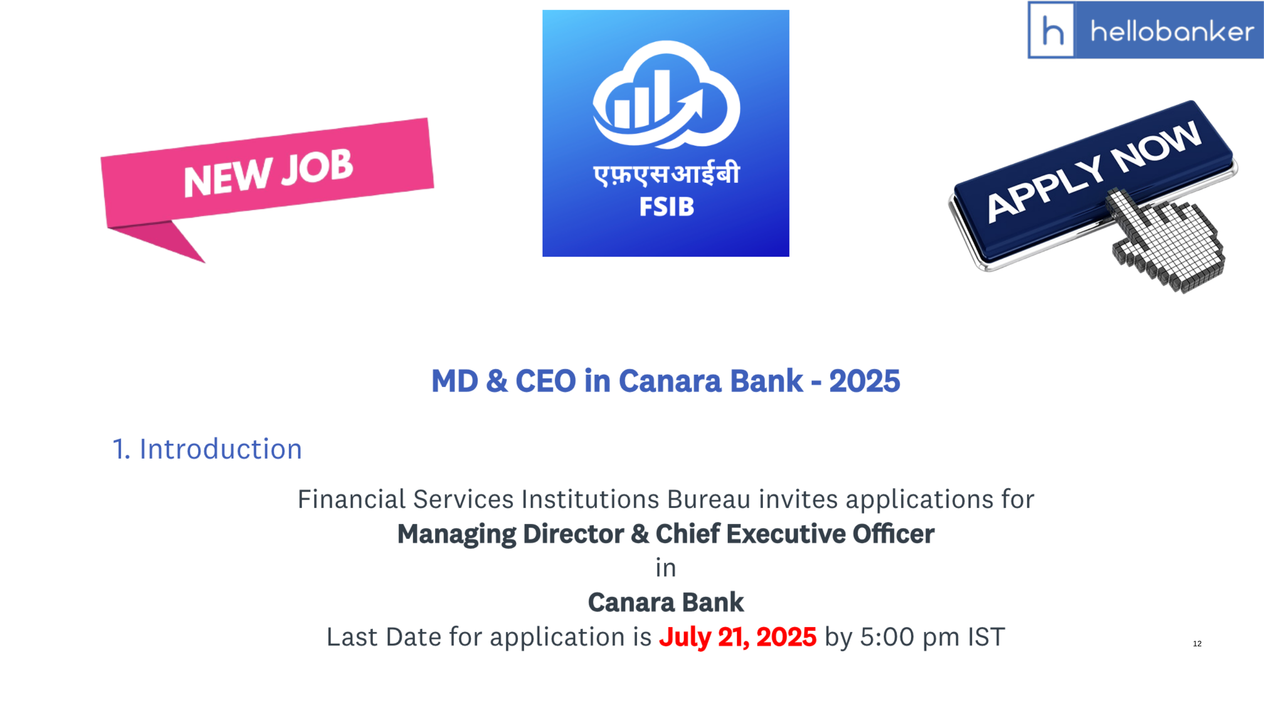 Canara Bank Vacancy Released for Post of MD&CEO, Check All Details