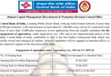 Central Bank of India Apprentice Recruitment 2025 Notification Released and Apply Online for 4500 Posts