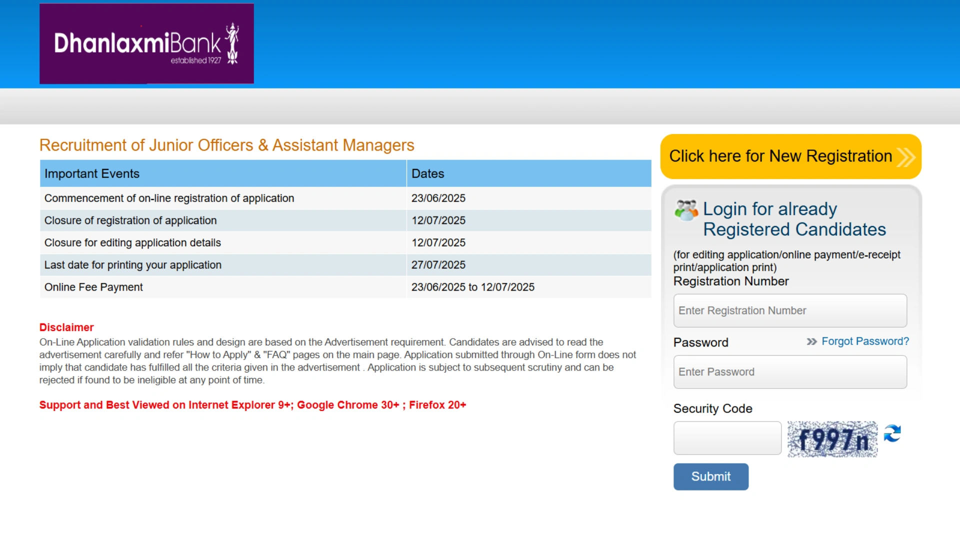 Dhanlaxmi Bank Junior Officer & Assistant Manager Recruitment 2025 Notification Released and Apply Online