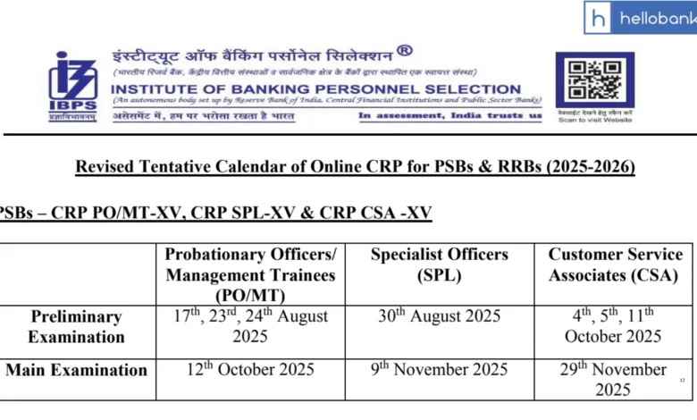 IBPS Revised Exam Calendar 2025-26 Released, Check New Exam Dates