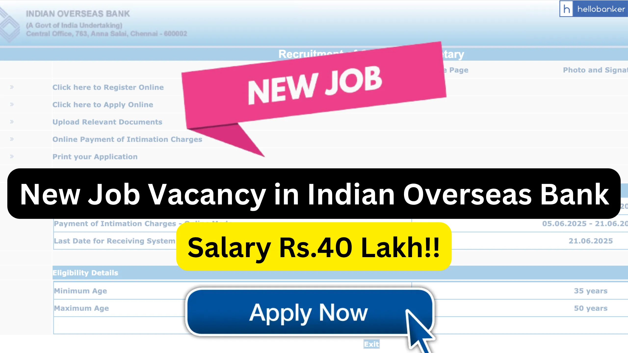 Indian Overseas Bank Recruitment 2025 Released for post of Company Secretary, Salary Rs.40 Lakh