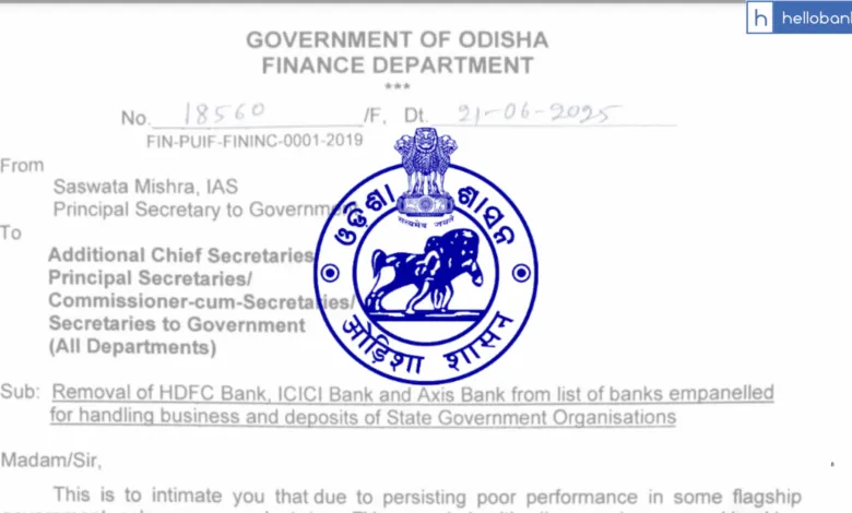 Odisha Government Bans HDFC, ICICI, Axis Banks from Handling Government Business