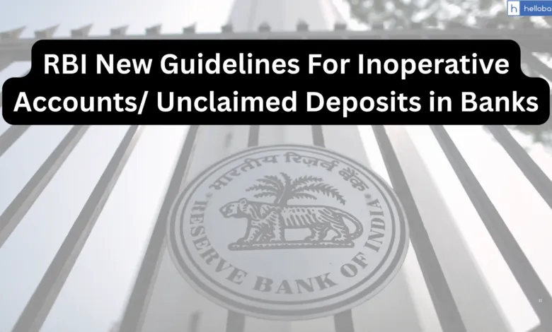 RBI New Guidelines For Inoperative Accounts/ Unclaimed Deposits in Banks