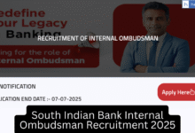 South Indian Bank Internal Ombudsman Recruitment 2025, Check Eligibility and Apply