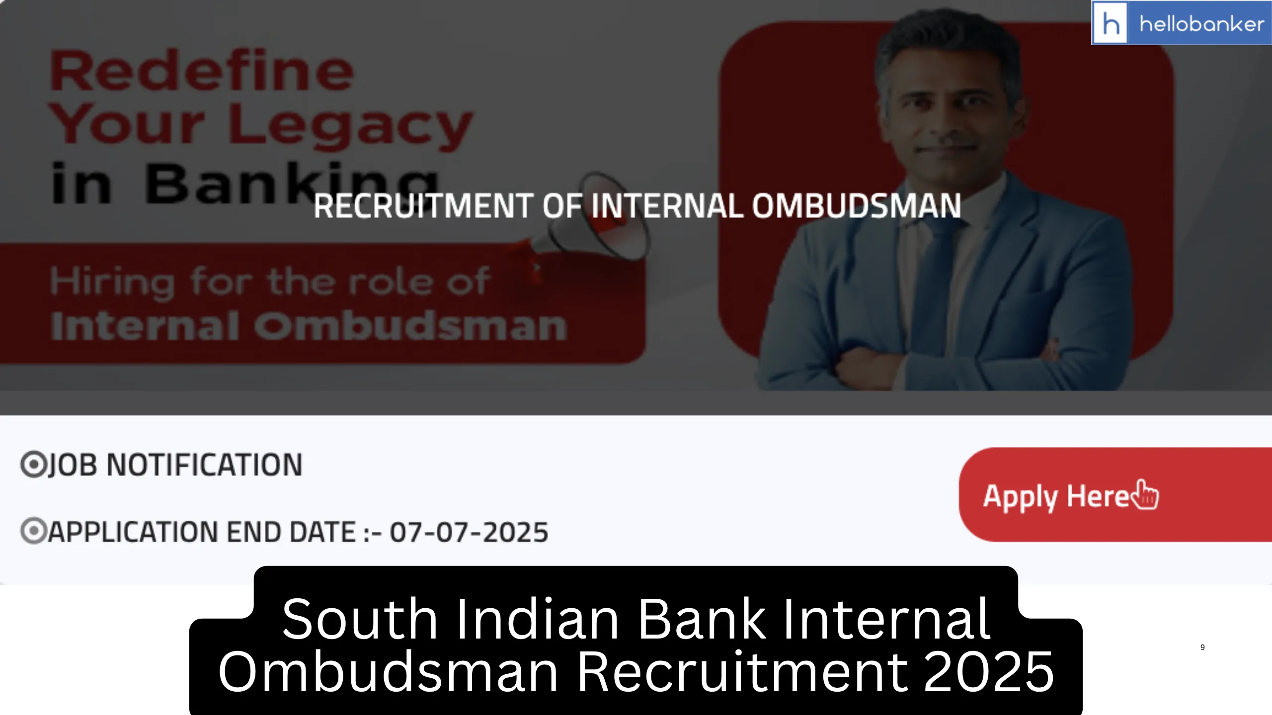 South Indian Bank Internal Ombudsman Recruitment 2025, Check Eligibility and Apply