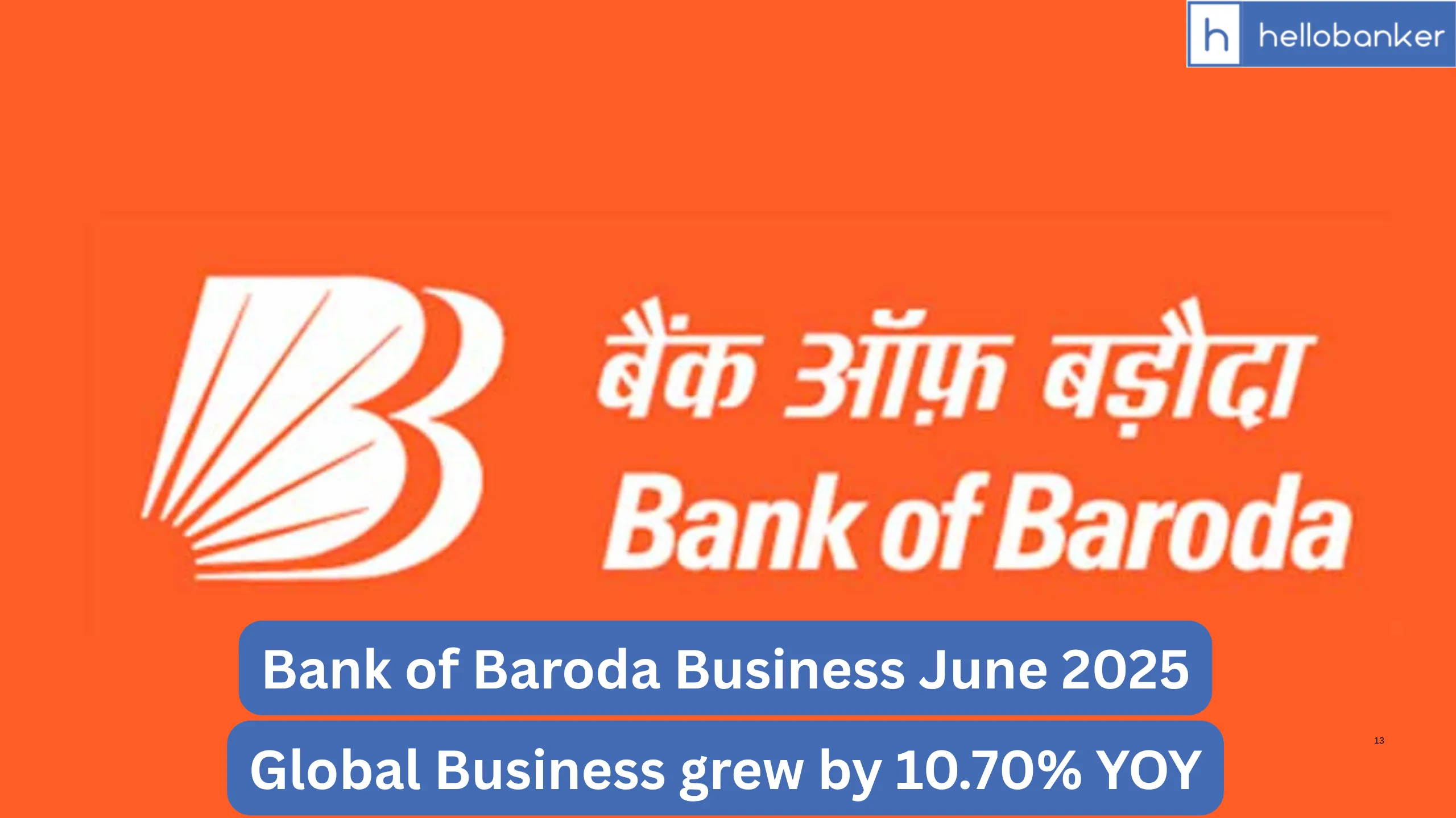 Bank of Baroda Business June 2025, Global Business grew by 10.70% YOY