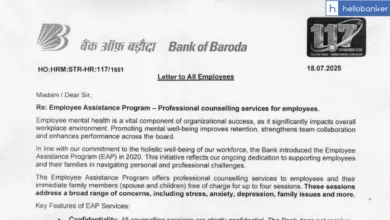 Bank of Baroda issues Letter to All Employees to use Employee Assistance Program