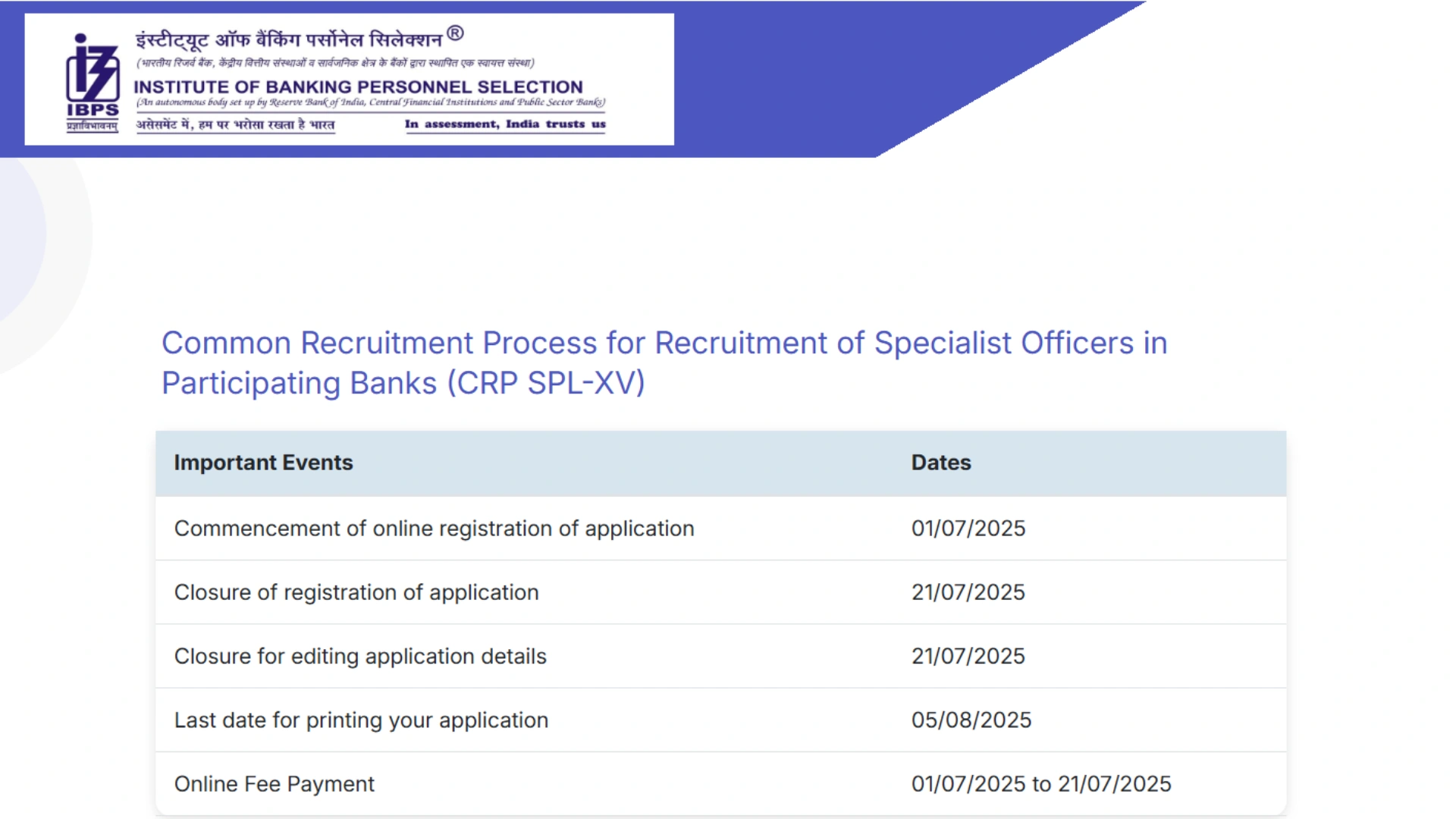IBPS Specialist Officer (SO) Recruitment 2025 Notification Released, Apply Online for 1007 Posts
