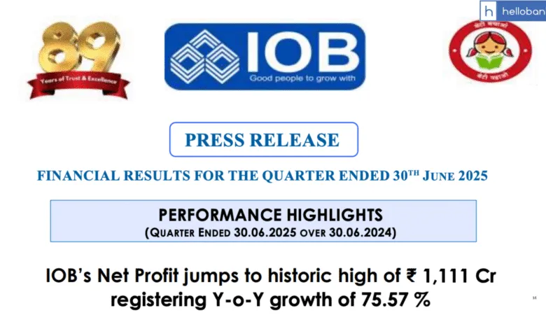 Indian Overseas Bank Financial Results Released for June 2025 Quarter