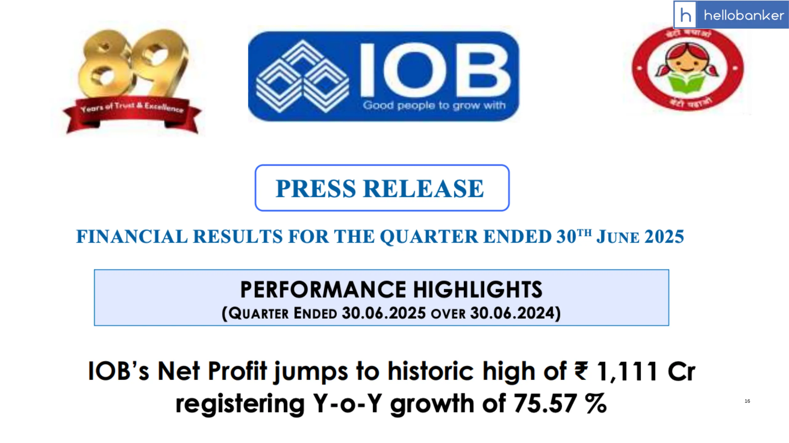 Indian Overseas Bank Financial Results Released for June 2025 Quarter