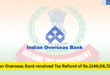 Indian Overseas Bank received Tax Refund of Rs.1146,06,72,352