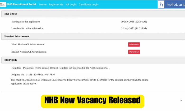 National Housing Bank (NHB) Vacancy Released for Various Officer Posts, Download Notification PDF