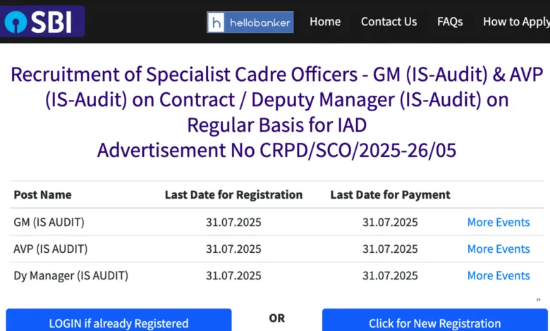 SBI Specialist Cadre Officer (SCO) Recruitment 2025 Notification PDF, Salary upto Rs.1 Crore