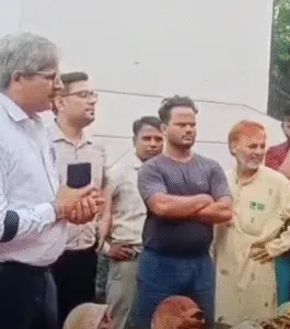 Protest against UP Gramin Bank Manager in bulandshahr